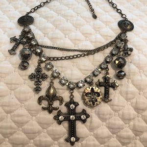 Silver metal, rustic boutique cross necklace
